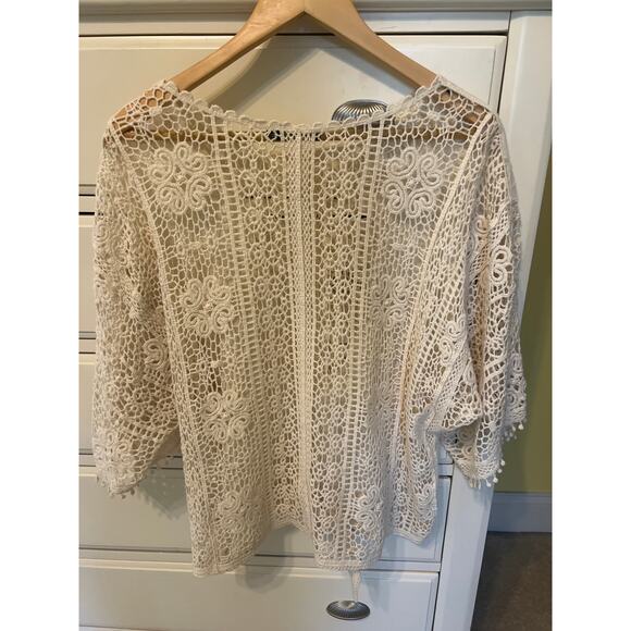 Spiaggia Dolce Ivory Lace Top Women's Size Small Vintage Y2K Style Flowy Blouse - Picture 5 of 5